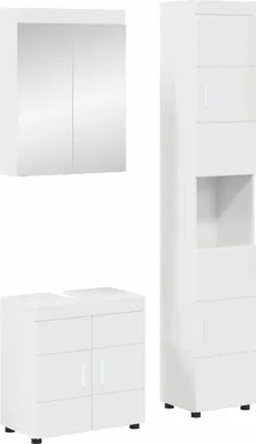 Produktbild von Maison Exclusive - Badezimmermöbel-Set TULUM 3 pcs Hochglanz Weiß 60 x 34 x 63 cm