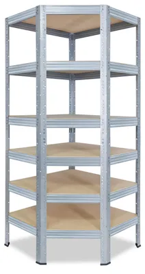 Obrázok produktu pre shelfplaza PRO 180x70x40 cm rohový regál v pozinkovaný s 6 policami a nosnosťou 166 kg na jednu policu