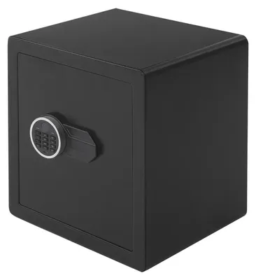 Produktbild von Elektronischer Tresor - Code + Schlüssel - 36×30×40 cm - Türstärke 60 mm - Stahl - Wandmontage oder freistehend - Schwarz