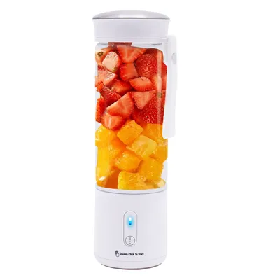 Produktbild von 450 ml s USB nabíjením a šesti noži na ovocné šťávy, mléčné koktejly, dětskou výživu (bílý)