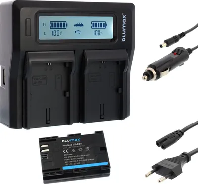 Produktbild von 1x Akku + Lader für Canon LP-E6NH 2040mAh EOS R5 R6 Mark II R7 90D 7D XC15