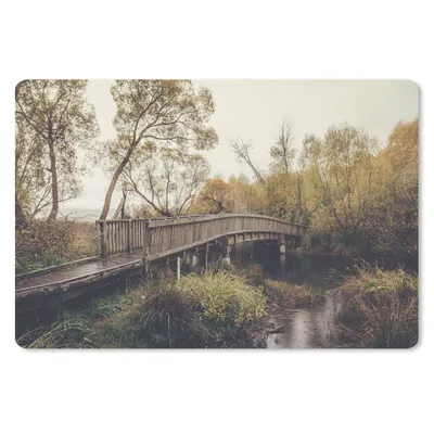 Produktbild von MuchoWow® Schreibtischunterlage Herbst - Brücke - Bäume 60x40 cm - XXL Mauspad - Großes Mauspad