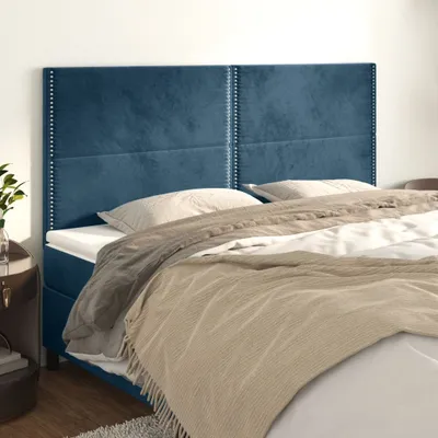Produktbild von The Living Store Kopfteile 4 Stk. Dunkelblau 100x5x78/88 cm Samt