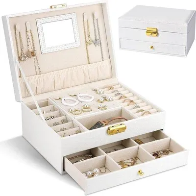 Produktbild von Famanu Schmuckständer - Schmuckbox mit Spiegel und Fächern