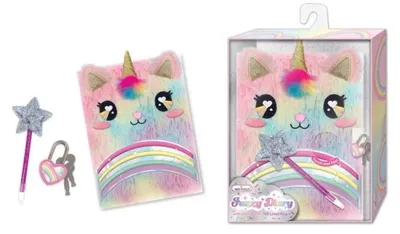 Produktbild von Flauschiges Einhorn-Tagebuch mit Stift und Schloss