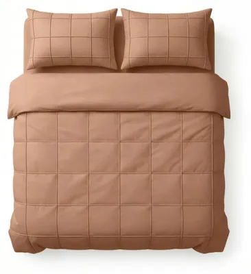 Image de Sleeptime Check Pintuck Mocha Moose 240 x 200/220 cm