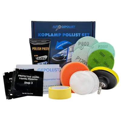 Productafbeelding van AutoGepolijst Koplamp Polijstset 18-delig - Koplamp Renovatie Set voor Boormachine