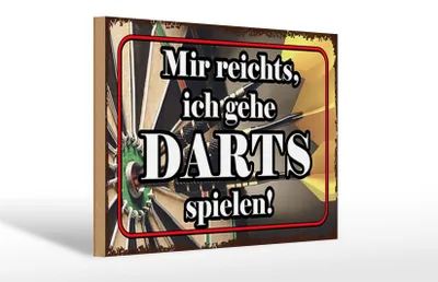 Produktbild von Holzschild  mir reichts ich gehe Dart spielen, 30x20 cm, Holzschilder Spruch Sport Hobby