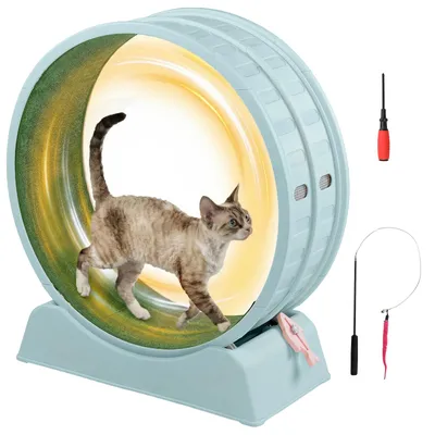 Image de Roue d'exercice pour chat FCH, tapis roulant pour chat, diamètre intérieur 80 cm, plastique PP, tapis roulant silencieux et système de verrouillage de sécurité, bleu