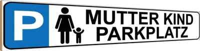 Produktbild von vianmo Holzschild 10x46 cm Parkplatz Mutter Kind Parkplatzschild