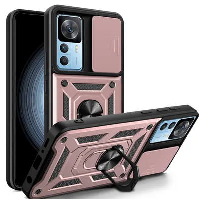 Produktbild von Outdoor Panzer Hülle für Xiaomi 12T / 12T Pro mit Kameraschutz Ringhalter Rosegold