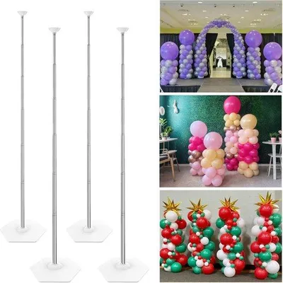 Produktbild von Ballonständer-Set – 2 Meter verstellbarer Ballonständer – Wiederverwendbar und robust – Perfekt für Dekorationen bei Feiern