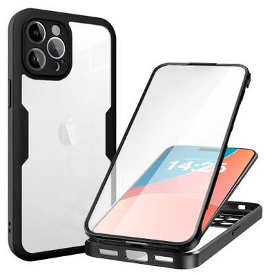 Produktbild von 360 Grad Handyhülle für Apple iPhone 15 Pro Max Full Cover Rundum Schutz Farbe: Schwarz