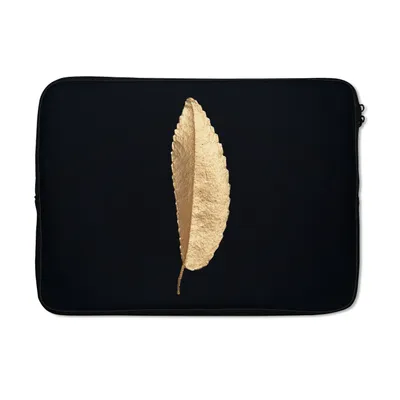 Produktbild von MuchoWow® Laptop Hülle 13 Zoll Blätter - Schwarz und Gold - Luxus - Chic - Natur Laptoptasche - Laptophülle - Sleeve - Rundumschutz