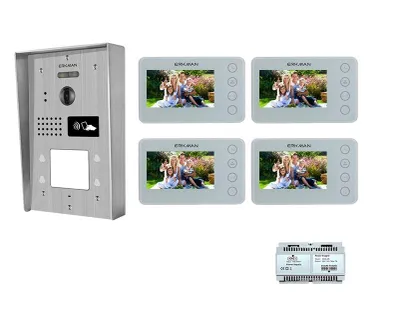 Produktbild von Video Türsprechanlage 4 Familien Haus Klingelanlage Kamera Monitor Set 2draht