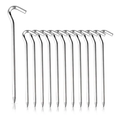 Produktbild von 10 Zeltheringe aus Aluminium  | Erdnagel Set 18cm Lang | Outdoor Zeltnagel | 5,66mm Erdnägel für normale & harte Böden | Zelthaken in Silber | Sandheringe | robuste Bodenheringe für Camping