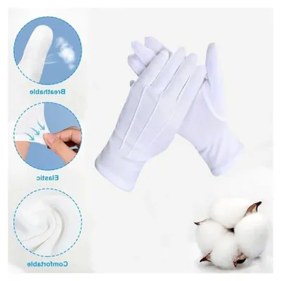 Produktbild von 8 Stück Weiße Handschuhe, Dünne Paradehandschuhe, Etikettenhandschuhe