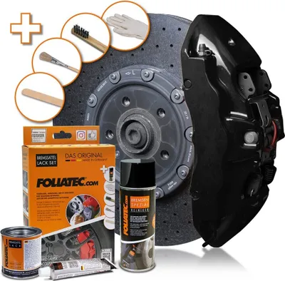Produktbild von FOLIATEC 2164 Bremssattellack Farbe Spray Set Schwarz 400ml 125ml 50ml
