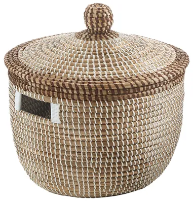 Obrázok produktu pre Úložný kôš Kobolo BOA zo sušenej morskej trávy - 38x41 cm hadí kôš s vekom koše na bielizeň kôš na hračky úložný box