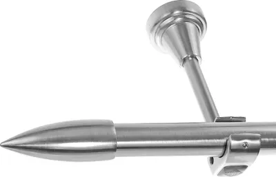 Produktbild von Edelstahl Look Gardinenstange 20mm Wandträger 1-läufig Spitze, Länge wählbar H50 E82 R
