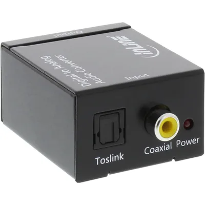 Produktbild von InLine Audio DA-Wandler, Eingang Toslink oder Cinch, Ausgang 2x Cinch Stereo, 42 mm, 65 mm, 27 mm, 58 g, 42 x 65 x 27 mm, 115 mm