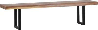 Produktbild von MiaMöbel Bank Vanaja 140 cm Modern Massivholz Metall Teak Dunkelbraun