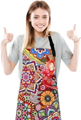 Produktbild von Schürze Kochschürze Damen Verstellbare Küchenschürze mit Taschen Böhmen Kittelschürze Apron Wasserdicht Schürze zum Kochen,Malen,Backen,Hausarbeiten