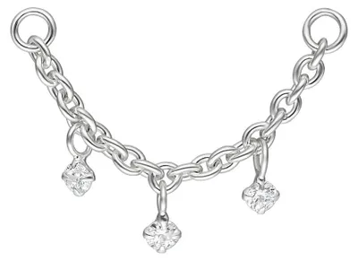 Produktbild von Wildcat Piercingkette - Crystal Pendants Piercing Connection Chain aus Silber, Körperstelle: Ohr, Nase, Länge: 25,0mm, Silber-Kristallklar