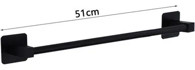 Obrázek produktu pro Držák na ručníky – Černý – 50 cm – Nerezová ocel – Pro koupelnu