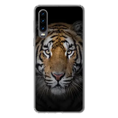 Produktbild von MuchoWow® Handyhülle Schutzhülle Hülle für Huawei P30 Tiger - Wildtiere - Porträt - Schwarz - Tiere Silikon Softcase Handy Hülle - Kartenbesitzer