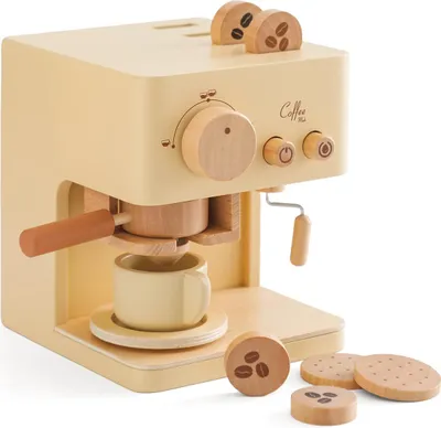 Produktbild von Kinder Holz-Kaffeemaschine Spielzeug, 10-teilig, Lernspiel, Rollenspiel Set