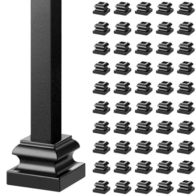 Produktbild von VEVOR Aluminiumlegierung Balusterfüße Quadratische Baluster Baluster Schmiedeeiserne Spindeln für Treppen Neigungsfüße mit Schraublöchern für 1/2 Zoll Treppenbaluster, Schwarz (50 Stück)(Schrauben separat verkauft), Flugzeug