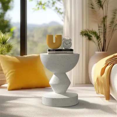 Image de Table moderne et légère en béton, idéale pour l'intérieur et l'extérieur
