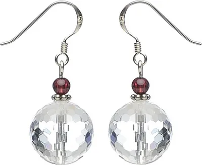 Produktbild von Ohrringe Ohrhänger aus Bergkristall & Granat 925 Silber Ohrschmuck für Damen