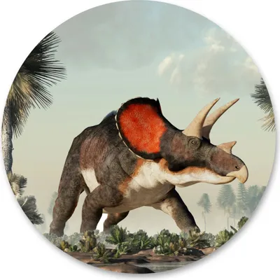 Produktbild von Sticker Kreis für Kinder DINOSAURIER Bäume Pflanzen Natur Kinderzimmer Jugendzimmer Wanddeko Aufkleber 100 cm x 100 cm