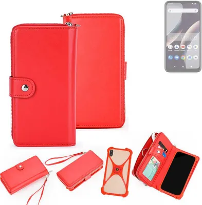 Produktbild von K-S-Trade 2in1 Schutzhülle Portemonnee Handyhülle mit Bumper kompatibel mit BLU G53 Hülle Case Etui Geldbörse Smartphone rot (1x)