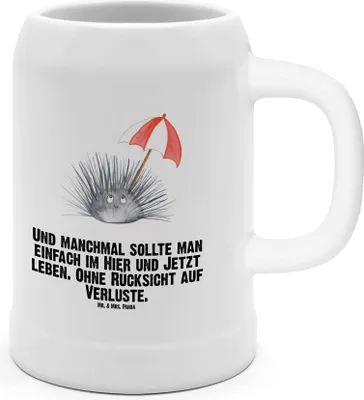 Produktbild von Mr. & Mrs. Panda Humpen Seeigel - Weiß - Geschenk, Selbstliebe, Urlaub, Hier und Jetzt, Bier, Steinkrug, Krug, Achtsamkeit, Seidel, Keramikkrug, Lebe, Leben