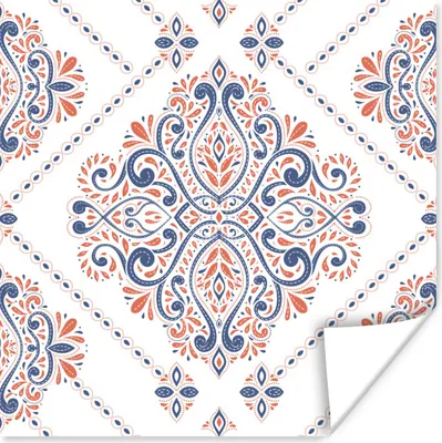 Produktbild von MuchoWow® Poster Muster - Blumen - Mandala 50x50 cm - Wohnzimmerdekoration