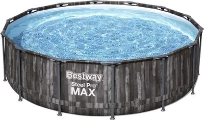 Obrázok produktu pre Nastaviteľný bazén Bestway Steel Pro Max, 427 x 107 cm, okrúhly, drevený dekor, vrátane filtračnej pumpy a rebríka