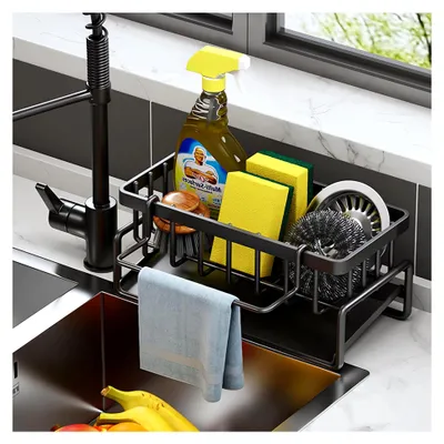 Produktbild von Küchenorganizer für Spüle mit selbstentleerender Ablaufwanne (Schwarz)