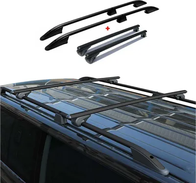 Produktbild von Dachreling + Dachträger SET für Renault Kangoo 1996-2007 L1 Alu Schwarz 4tlg
