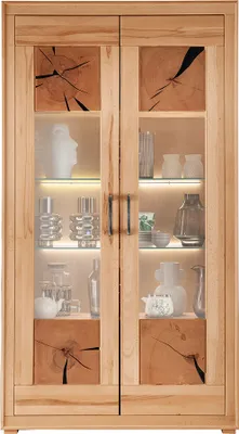 Produktbild von Vitrine 110cm, Kernbuche massiv geölt, montiert, WINNIPEG-69