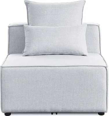 Produktbild von HOME DELUXE - Mittelsofa VERONA - Hellgrau, ca. 87 x 70 x 120 cm, Sitzhöhe: 46 cm, Sitztiefe: 80 cm I Modulares Sofa Modulsofa Ecksofa Wohnlandschaft