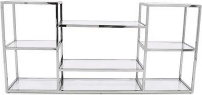 Produktbild von Casa Padrino Luxus Konsole Silber 160 x 38 x H. 75 cm - Edelstahl Konsolentisch mit Glasplatten