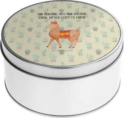 Produktbild von Mr. & Mrs. Panda Metalldose Alpaka Stolz - Kaktus Grün - Geschenk, Lama, keksdosen, Dose, Erinnerungsbox, Kaffeedose, Aufbewahrungsdosen, Vorratsdosen