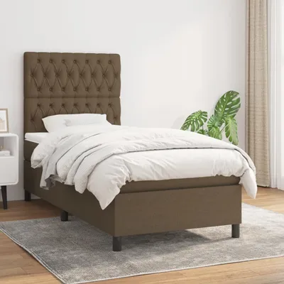 Produktbild von Cloris Designermöbel Boxspringbett mit Matratze Dunkelbraun 90x200 cm Stoff 2024 Neu
