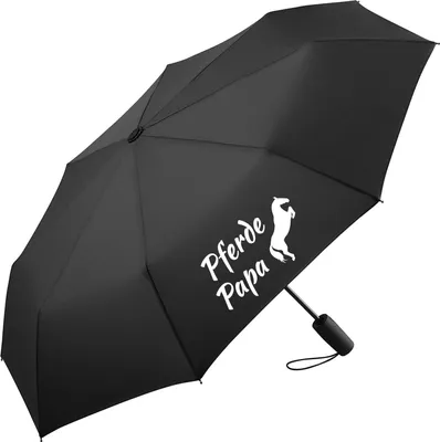 Produktbild von Huuraa Regenschirm Pferdepapa Silhouette 98cm Schwarz Sturmfest Taschenschirm Geschenkidee