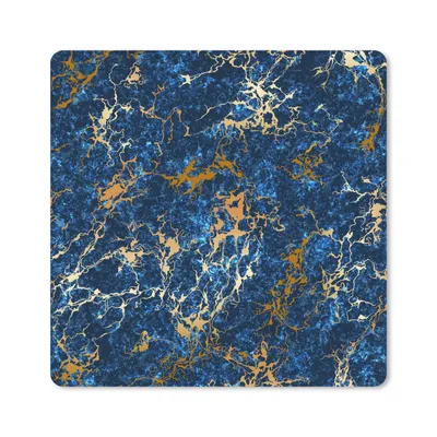 Produktbild von MuchoWow® Mauspad Mousepad Marmor - Textur - Gold - Blau 30x30 cm - Mousepads - Maus Mat - Pad - Mausunterlage - Gaming