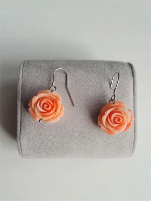 Image de Boucles d'oreilles suspendues orange roses laquées 925 argent