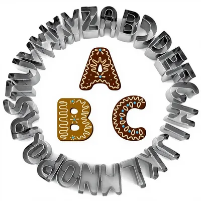 Produktbild von Ausstechformen Buchstaben Set - 26-teilig aus Edelstahl - Zum Backen und Dekorieren von Keksen, Kuchen und Fondant - Silberfarben